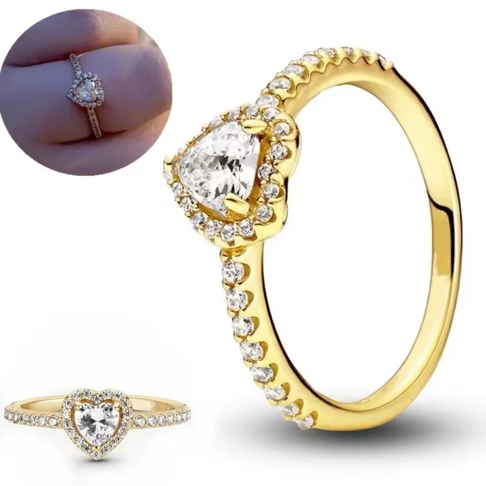 Gold Heart-Shaped Diamond Ring size 9